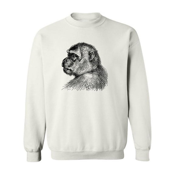 Macaque Pencil Drawing Sweatshirt Men -Image by Shutterstock, Male XX-Large