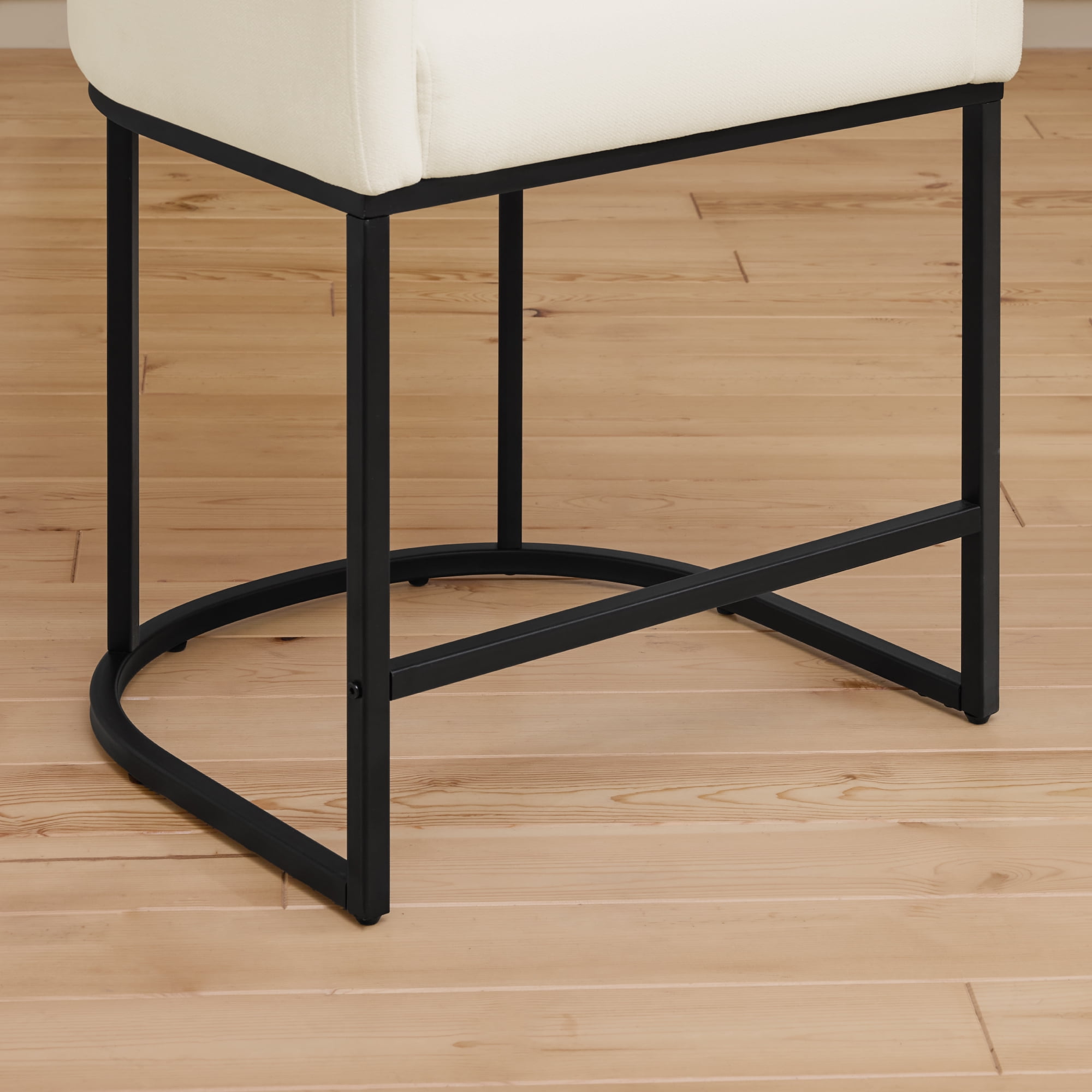 Spruce & Spring Modern Barrel-Back Upholstered Counter Stool with Wide Seat for Kitchen Island or Home Bar Set of 2, Ivory