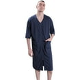 thumbnail image 3 of Women's Zip Up Housecoat Zipper Front Robe Lightweight Bathrobe Short Sleeve Loungewear Nightgowns Loose Nightgowns Spa Bathrobe with Pockets, 3 of 4