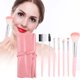 thumbnail image 4 of Juego de brochas de maquillaje portátil, 7 Uds., herramienta de belleza para principiantes con bolsa para brochas de PU (rosa), 4 of 8