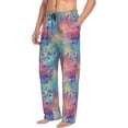 thumbnail image 6 of Pofeuu blue pink colorful cracked texture Print Men's Pajama Pants, Soft Lounge Pajama Pants with big pockets for Men Plaid Pj Bottoms-Large, 6 of 6