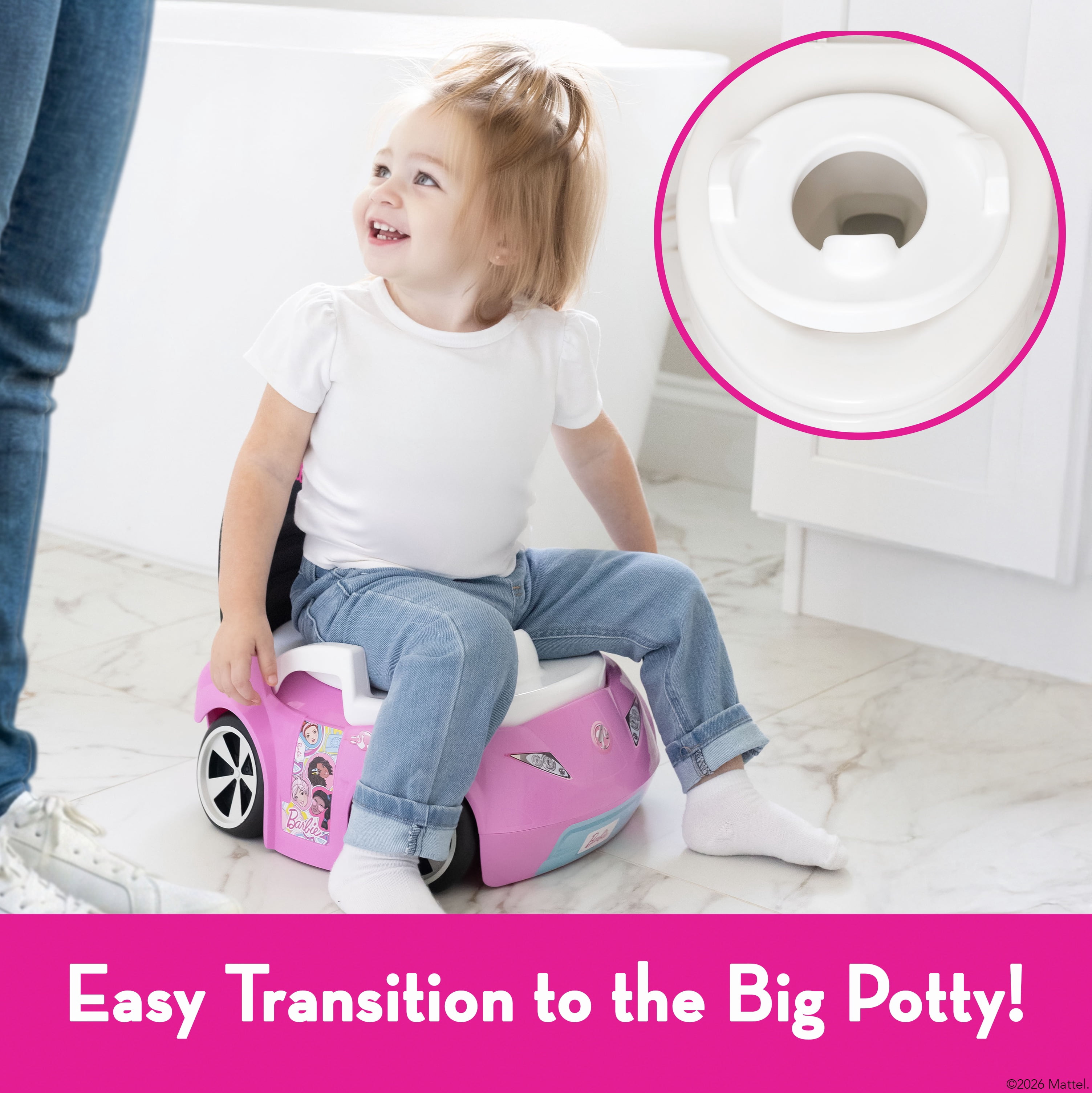 Barbie Dream Potty Training Toilet, Includes Detachable Toddler Toilet Seat and Kids Potty, Ages 12 Months and Up, Pink