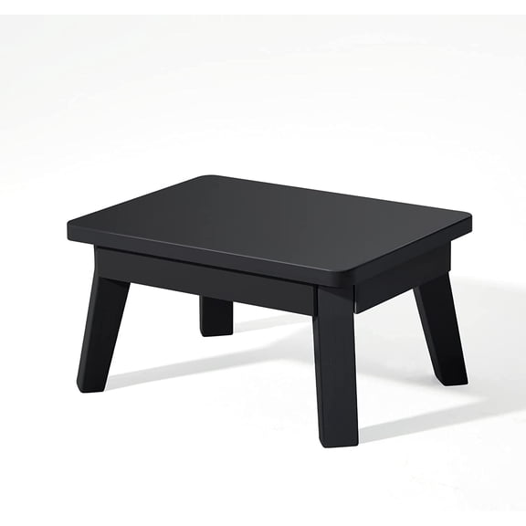 Wooden Step Stool,One Step Stool for Adult Kids,Wood Bedside Step Stools for Adults,Bathroom,Bedroom(Black)