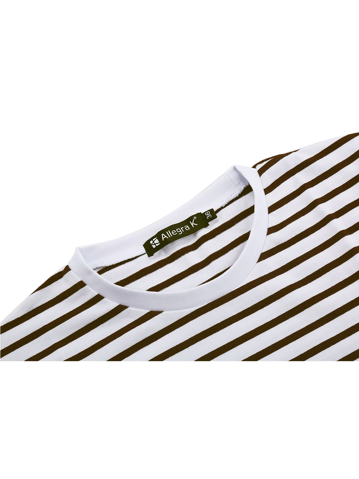 Unique Bargains Men's Long Sleeve Pullover Top Crew Neck Striped T-Shirts 46 Brown