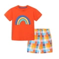 thumbnail image 2 of naisibaby Summer Kids Boys Round Neck T-shirt Shorts Suit, Little Boys Fashion Printed Two-piece Cotton Set Orange 3T, 2 of 6