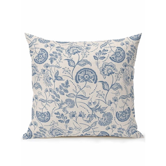 Waterproof Outdoor Throw Pillows with Inserts 16"x16", Blue Paisley Soft Decorative Pillowcases for Couch Bedroom, Vintage Boho Flower Botanical Leaf Branch Pillow Covers for Sofa Living Room