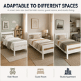 thumbnail image 4 of Miniyam Twin Bed Frame, Solid Rubber Wood Platform Bed with Headboard and Footboard, White, 4 of 7
