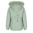 thumbnail image 5 of TFEOQRY Women's Parkas Padded Coats Solid Color Pocket Zipper Thermal Hodded Coat Tops Olive Green, 5 of 7