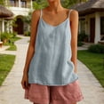 thumbnail image 2 of BILIKEYU Women's Tough Quality Linen, Loose Fit Casual Sleeveless Cami Blouse Breathable Cotton Flowy Summer Beach Resort Outfits, Light Blue, 2 of 9