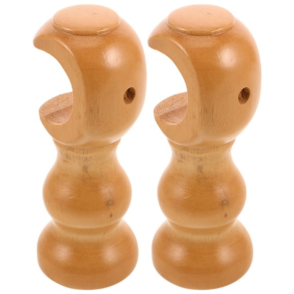 SEWCHICS 2-Pack Coffee Wood Curtain Rod Brackets Vintage Style Wall Mounted Support Holders for Drapes