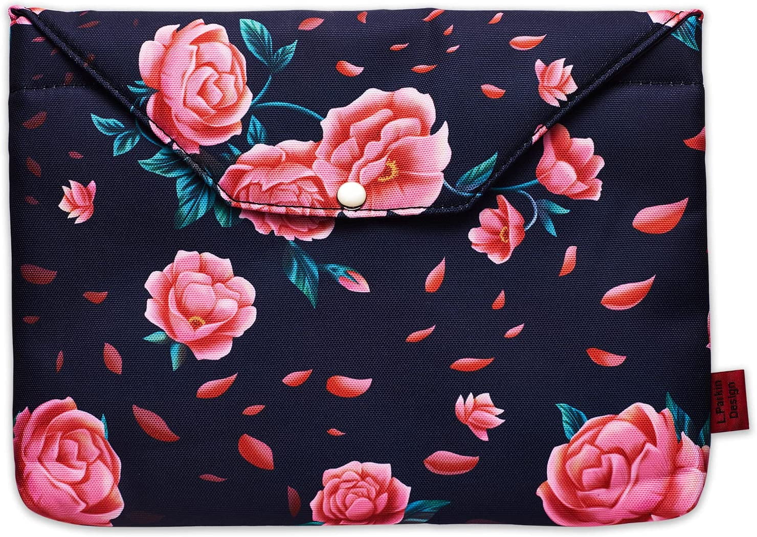 LParkin Buchhülle Mit Blumenmuster – Gepolstert, Wasserabweisend & Mit Reißverschluss (29x23 Cm)