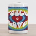 thumbnail image 2 of 70s Party Ceramic Toothbrush Holder, Peace and Love Groovy Sixties Tie Dye Effect Heart Shaped Abstract Rainbow Print, Decorative Versatile Countertop for Bathroom, 4.5" X 2.7", Multicolor, 2 of 4