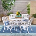 thumbnail image 4 of Brody Traditional Outdoor 4 Seater Round Cast Aluminum Dining Set, White Finish, 4 of 10