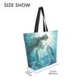thumbnail image 3 of ALAZA Mermaid and Shark Large Shoulder Tote Bag Canvas Handbag for Outdoor Beach, 3 of 7