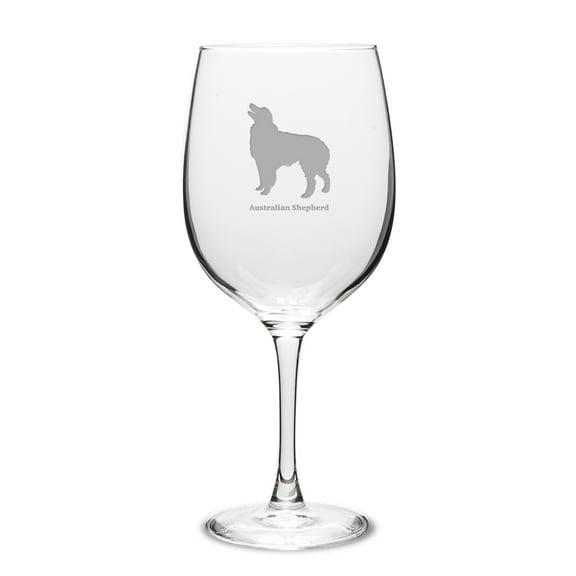 Australian Shepherd Deep Etched 19 oz Classic Red Wine Glass