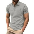 thumbnail image 2 of Playeras Elvqul para Hombre Gris Gym Playa Liso Manga Corta con Solapa, 2 of 6