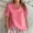 Pink, variant on Fesfesfes Women's Loose T-shirt Summer Solid Color Trendy Linen Ruffled Neckline Tops Short Sleeve Comfortable Causal Pullover Blouses