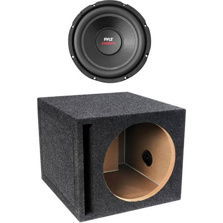 Pyle PLPW10D Power Series Dual Voice-Coil 4-Ohm Subwoofer 10" 1,000 Watts and Qbox 10SO1V 10" Single Vented Enclosure