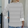 thumbnail image 5 of ShiShine Women's Striped Tunic Top Casual Button Down T Shirts Round Neck 3/4 Length Sleeve Fashion Outfits, 5 of 7