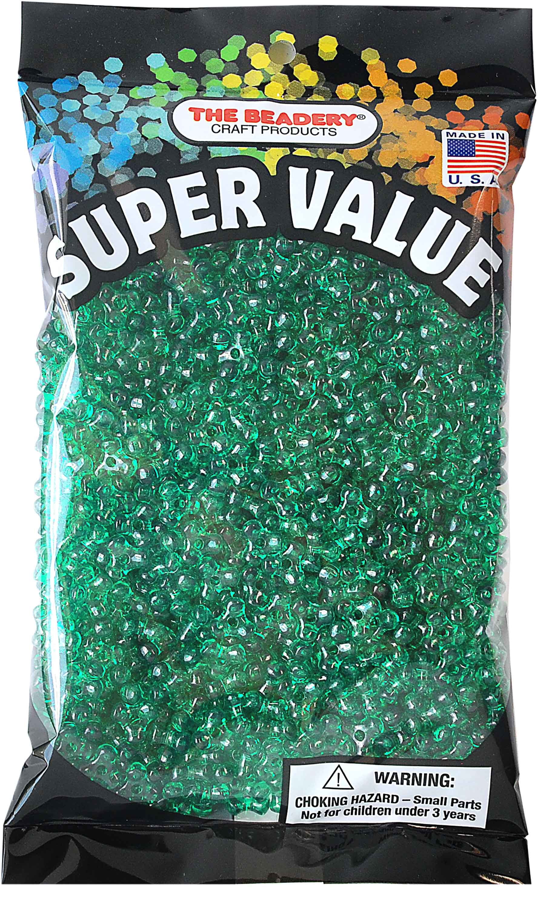 The Beadery Festive 11MM Plastic TriBeads: Ruby, Crystal, Emerald, Red, and White, 4500 beads