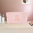 thumbnail image 5 of Unique Bargains 1 Pc Corduroy Rectangular Letter R Makeup Bag Pink, 5 of 5