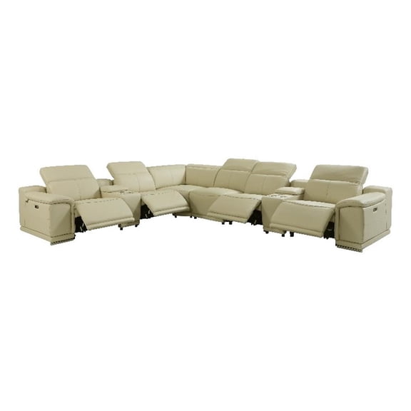 Titan Furnishings 8-Piece 1 Console 4-Power Reclining Italian Leather Sectional