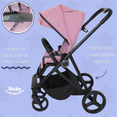 thumbnail image 3 of System travel carriola Sicilia + portabebé plagado compacto telas premium rosa, 3 of 9