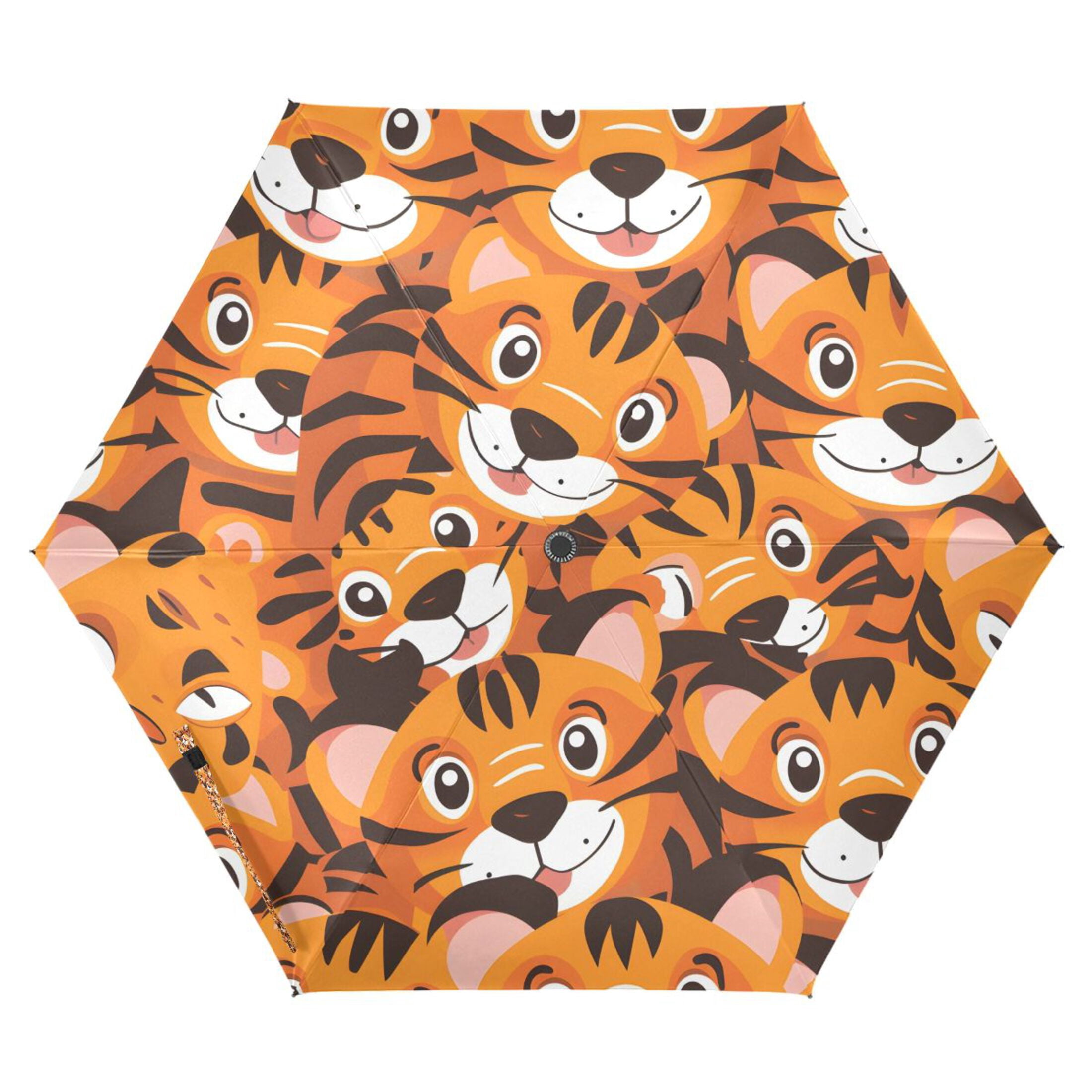 Cute Baby Tigers Compact Sun Umbrella Windproof Travel Umbrellas for Rain Strong Portable UV Protection