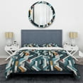 thumbnail image 3 of Designart "Rhythmic Geometry In Chic Blue" Geometric Bedding Covert Set - Modern & Contemporary Bed Set With 2 Shams, 3 of 5