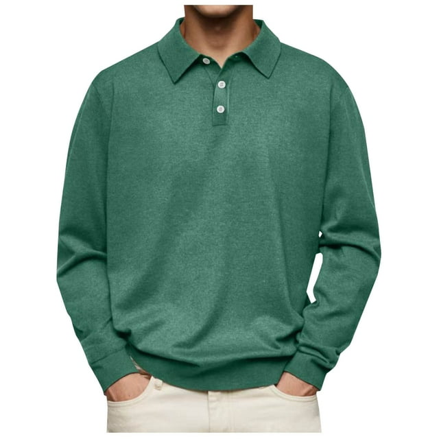 Blusa y camisa de manga larga con cuello vuelto para hombre, informal, de color liso, con botones, de terciopelo alemán, blusa de manga larga con cuello vuelto, camisa para hombre, tops de poliéster p