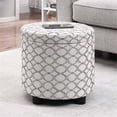 thumbnail image 1 of Designs4Comfort Pouf de Rangement d'Appoint avec Couvercle à Plateau Réversible en Tissu Gris, 1 of 7