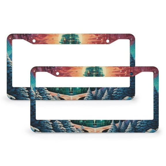 License Plate Cover Christmas Tree License Plate Cover Front Plates Frames Car Tag Frame 2 Pack Christmas Quality Aluminum License Plate Frame for Girl Women Men Vehicles