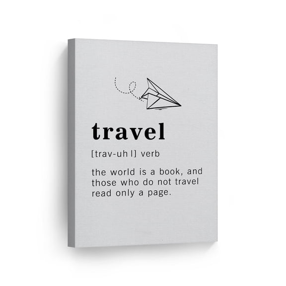Smile Art Design Funny Verb Noun Dictionary Definition of Travel Canvas Print Inspirational Quote Sign Office Living Room Bedroom Bathroom Wall Decor Wall Art Home Decor Made in USA 40x30