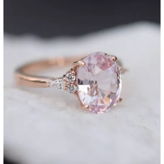 Certified Natural Peach Morganite 925 Sterling Silver Handmade Ring Statemant Ring