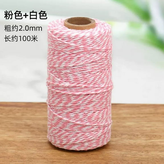 XmhyTop Pink and White Twine String, 328 Feet Christmas Bakers Twine String, 1.5MM Heavy Duty Packing String for DIY Crafts, Christmas Decoration, Gift Wrapping, Craft Wrapping
