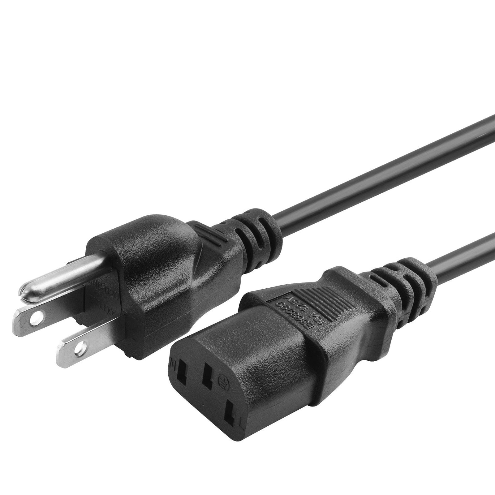 Insten 6 Feet 6FT Black 3 Prong US Plug AC Power Adapter Cable Cord for PC Laptop Desktop / Printers / Monitors Walmart.com
