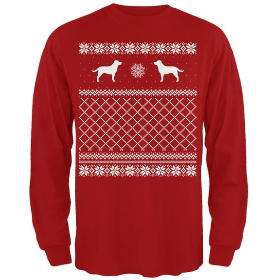 Chocolate Lab Ugly Christmas Sweater Red Adult Long Sleeve T-Shirt