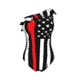 thumbnail image 4 of Yiaed Firefighters USA Flag Print Women One Piece Swimsuits Tummy Control One Shoulder Bathing Suits Pattern Ruffle Swimwear-Small, 4 of 8