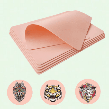 Tattoo Skin Practice Set, 5 Sheets of 8x6 Inch Double-Sided Silicone Practice Skin for Tattoo Artists and Beginners