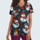 thumbnail image 4 of Mujeres Navidad Tops Cuello en V Manga Corta Impresión con Diseño de Enfermera de Bolsillo, Poliéster Ligero para las Vacaciones Y el Uso Casual Diario, 4 of 5