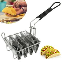 Taco Fryer Basket 4 Shells Taco Shell Fry Basket Stainless Steel Taco Shell Fryer Dishwasher Safe Tortilla Fry Basket with Detachable Rubber Grip Handle for Home Restaurant