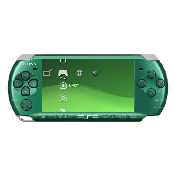 Restored PlayStation Portable PSP 3000 Gaming Console, Green with 32MB Data Storage Multipack Quantity 1 , Piece Count 1