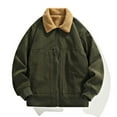 thumbnail image 6 of Corduroy Lined Jacket Winter Warm Fleece Collar Casual Outerwear Coats For Daily Street Style Comfort-Green-L, 6 of 6