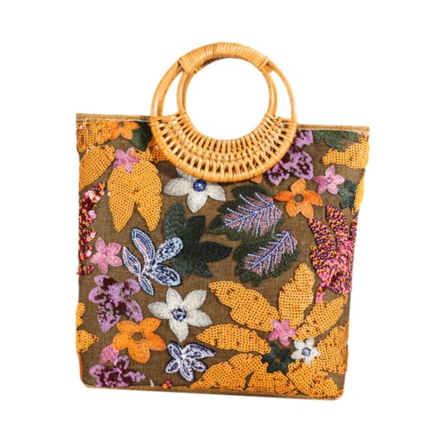 Bolso de mano Salvador tejido a mano moderno con diseño floral Naranja