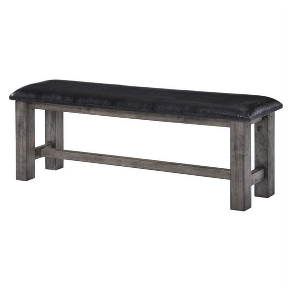 Picket House Furnishings Grayson Faux Leather Dining Bench in Gray Oak