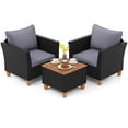 thumbnail image 1 of Gymax Set of 3 Rattan Furniture Set Patio Cushioned Sofa Storage Table w/ Wood Top Gray, 1 of 7
