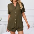 thumbnail image 2 of Conjunto de pijama cómodo de manga corta para mujer Conjunto de ropa de dormir de dos piezas con cuello en V y un solo pecho, 2 of 5