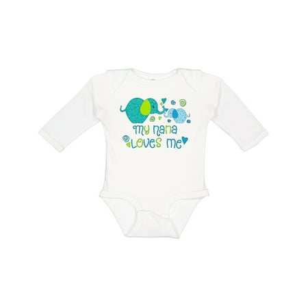 

Inktastic My Nana Loves Me- Cute Elephants Gift Baby Boy or Baby Girl Long Sleeve Bodysuit