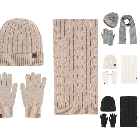 HNMKIU Cozy Winter Knit Hat Scarf Set For Men Women Warm Thermal Outdoor Accessories Khaki - One Size