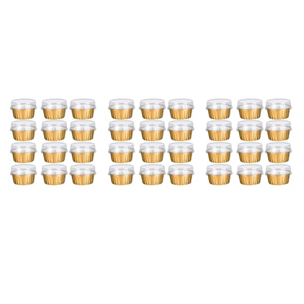 Dessert Cups with , 150 Pack Gold Aluminum Foil Baking Cups Holders